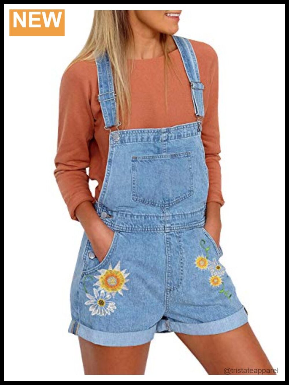 Women's Denim Overall Shorts Adjustable Straps Cuffed Hem Bib Romper